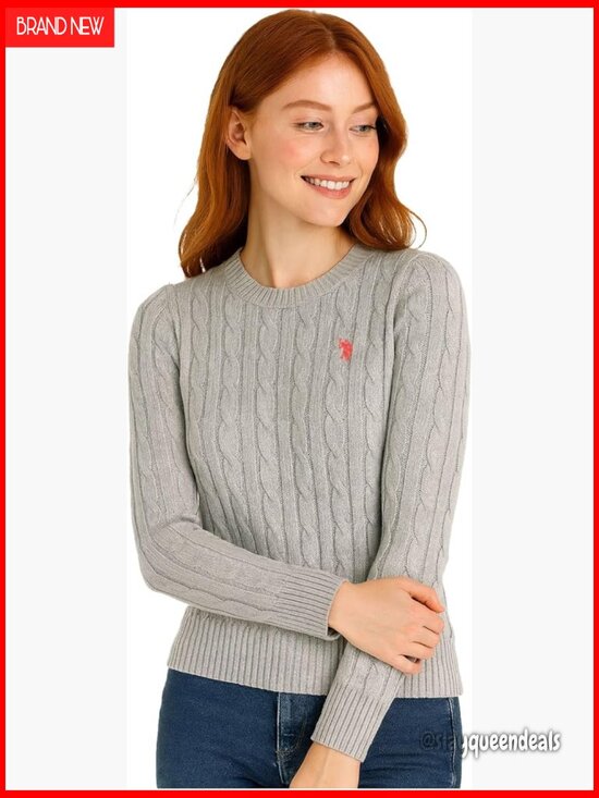 Sweaters - Women's Crew Neck Cable Knit Sweater Long Sleeve Pullover